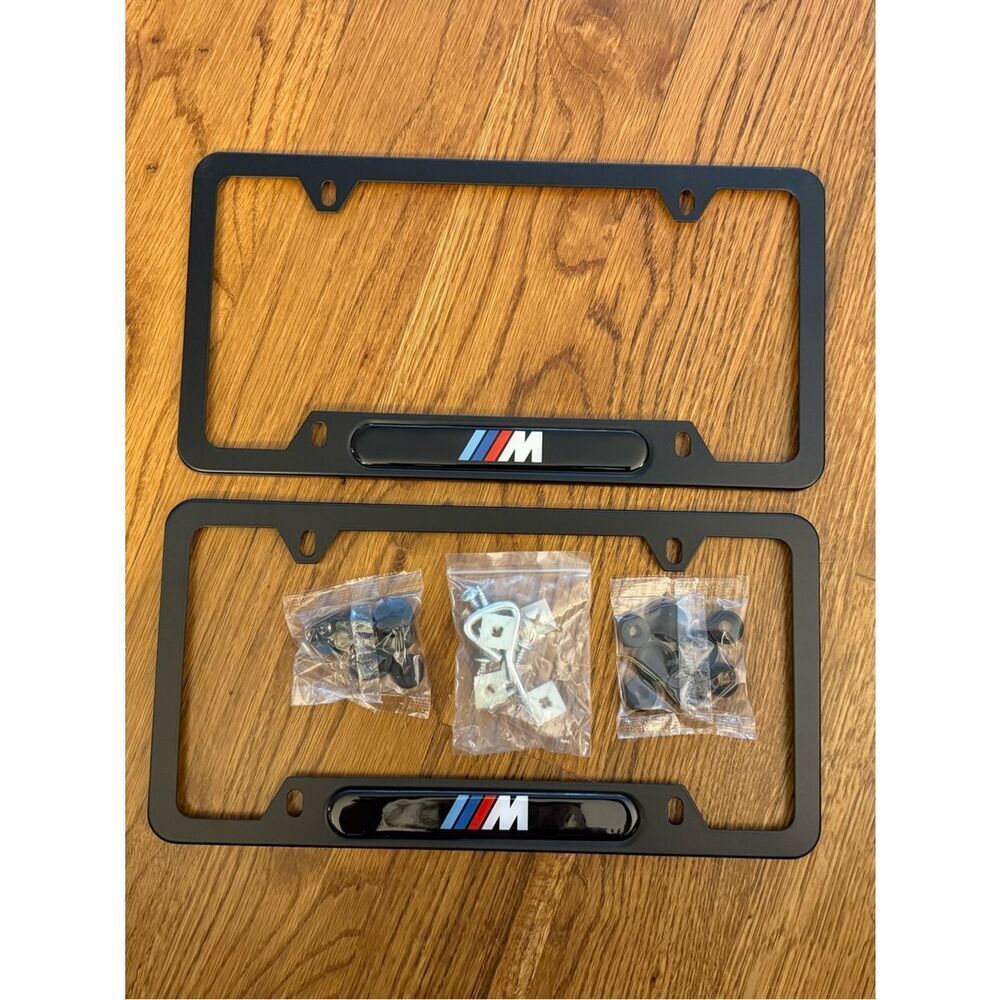 BMW Motorsports License Plate Frame in Black Set of 2 NWT